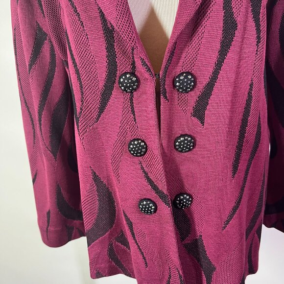Ming Wang Size XL Purple Black Knit Jacket - Picture 4 of 11